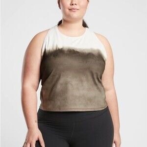 Athleta Shanti Watercolor Stripe Crop Top Tank Mortar Mushroom New Plus Size 2X